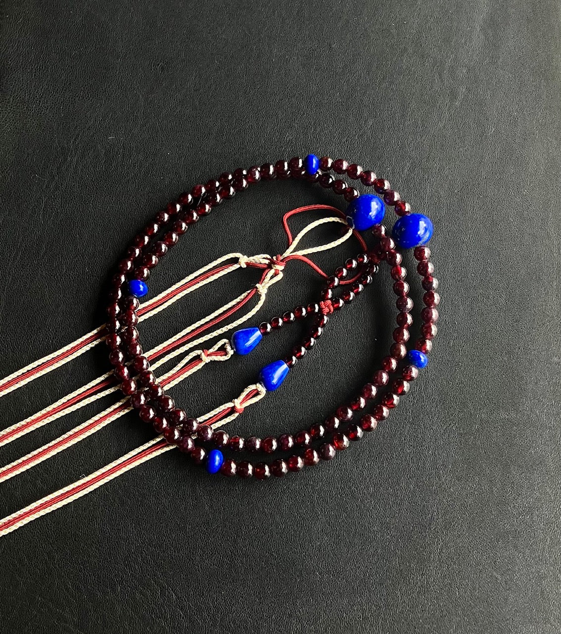 ガーネット尺寸布教用二輪念珠ラピスラズリ仕立
