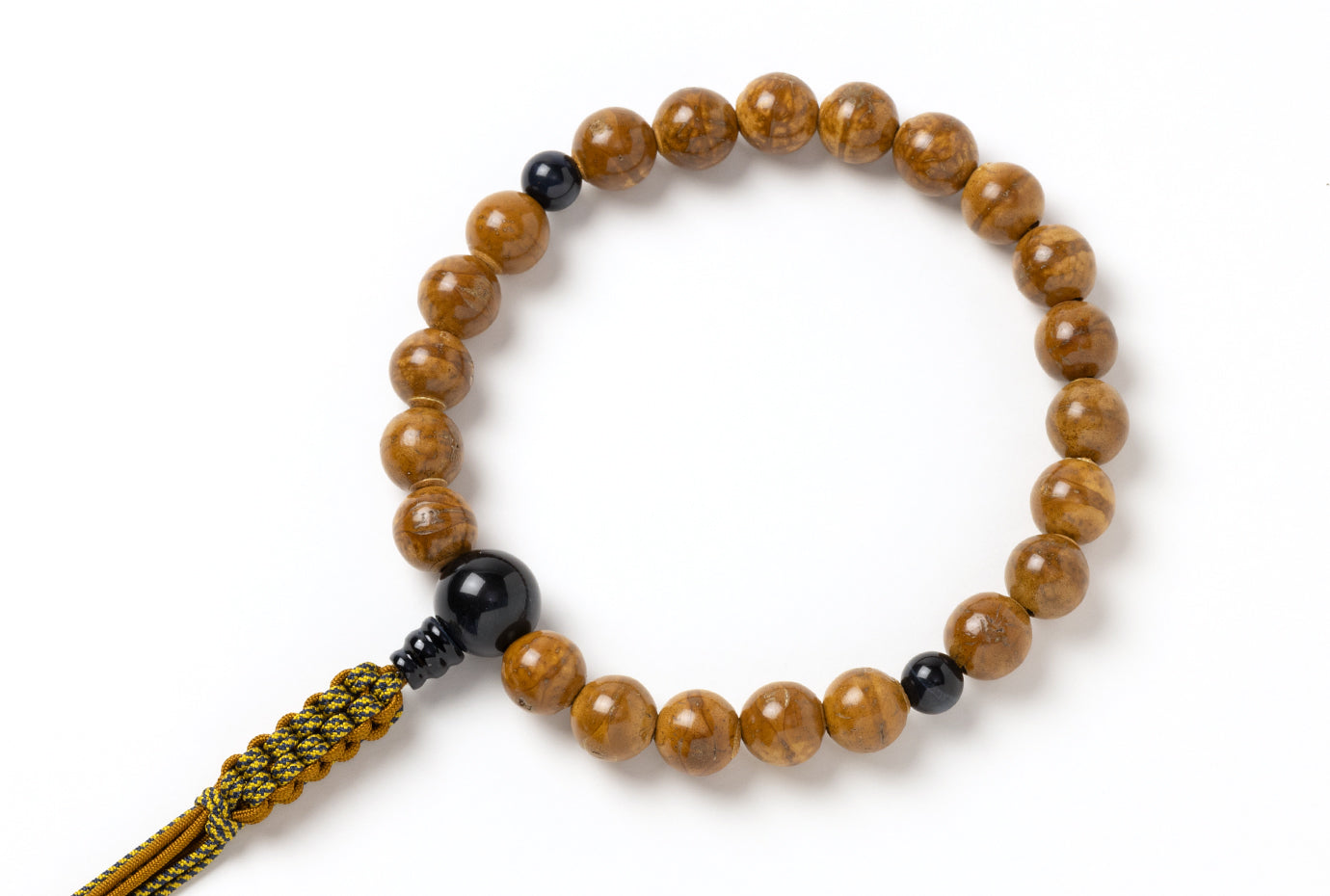 鳳眼菩提樹22玉単念珠青虎目仕立