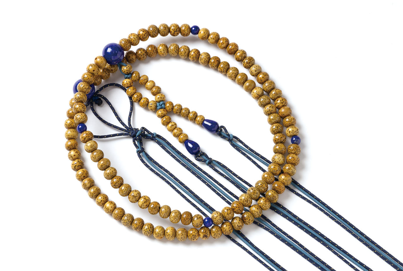 胡海南星月菩提樹7×8.5ミリ尺二寸布教用念珠ラピスラズリ仕立