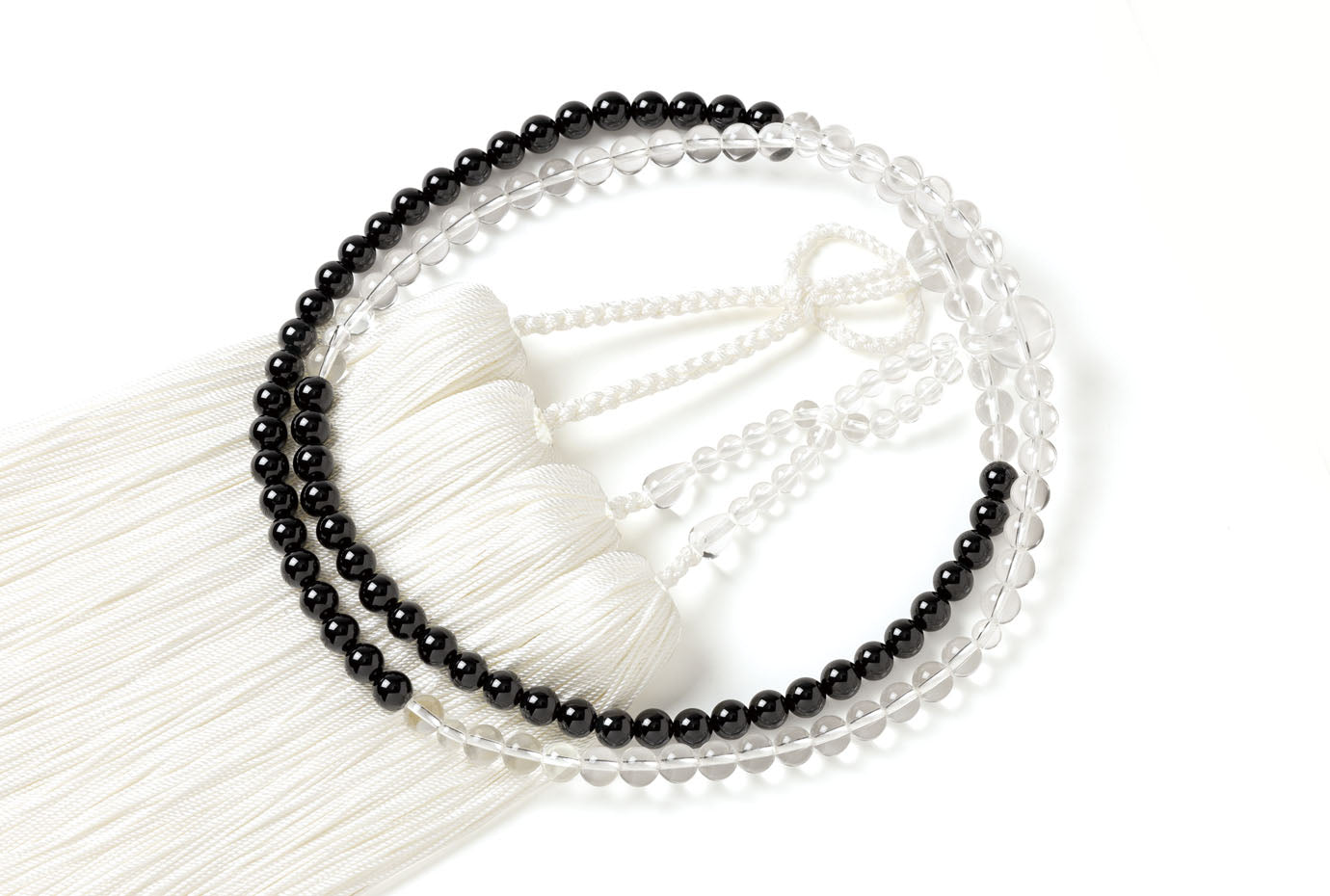 ブラックスピネル・水晶尺三寸半装束念珠 浄土真宗