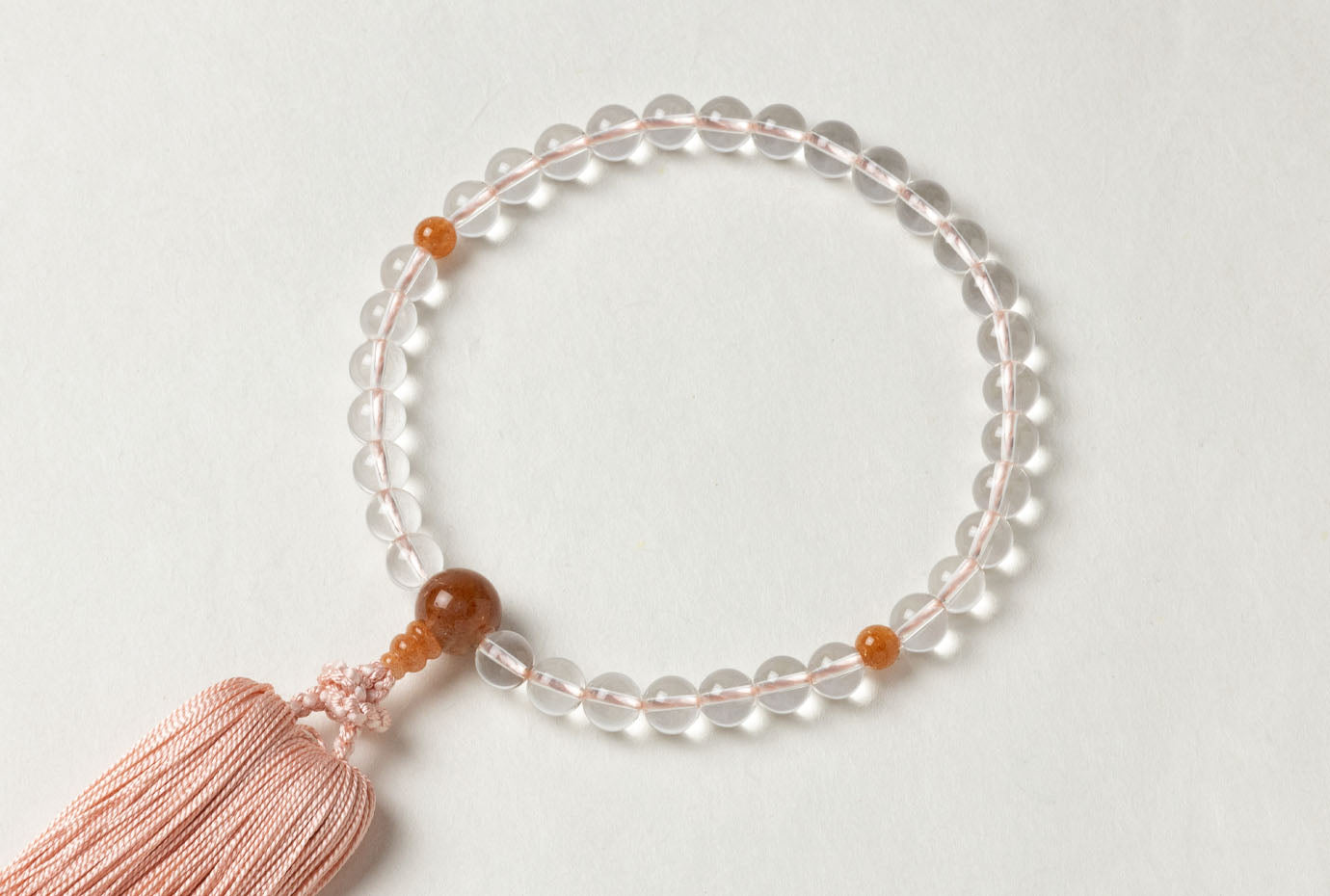 水晶8ミリ単念珠サンストーン仕立