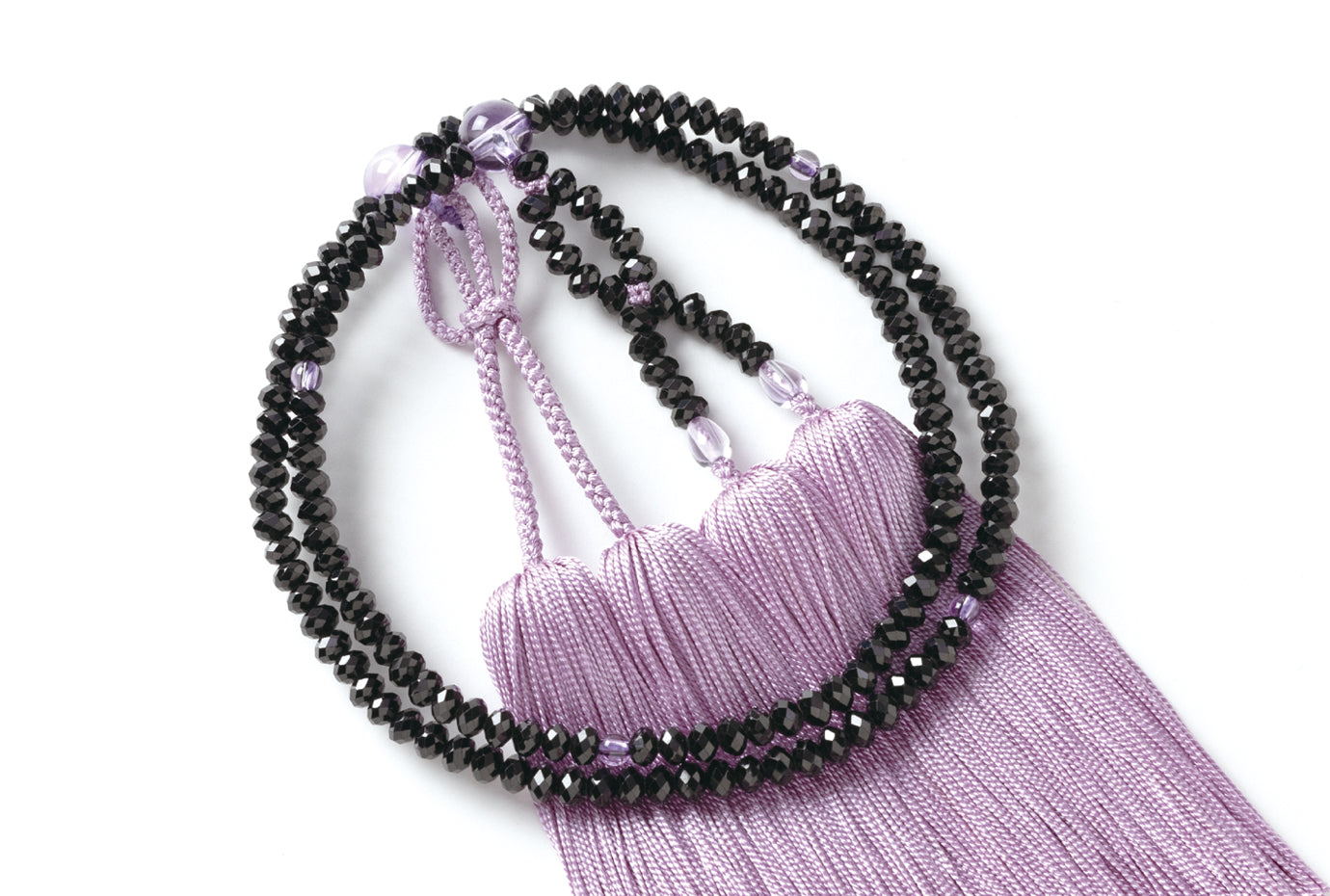 ブラックスピネル切子8寸2輪念珠ローズアメジスト仕立