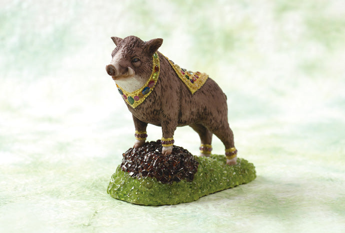 銭屋干支<亥>猪 岩立/宝石濃茶