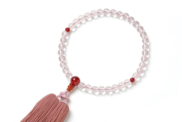 B水晶7ミリ単念珠赤メノウ仕立