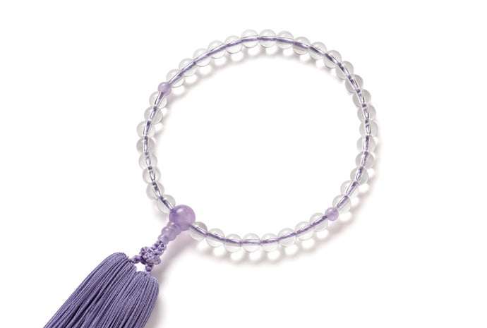 B水晶7ミリ単念珠藤雲石仕立