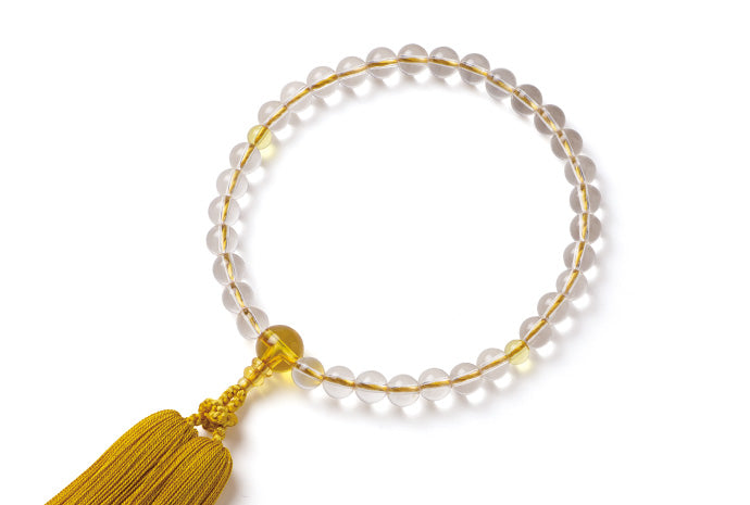 水晶8ミリ単念珠黄水晶仕立