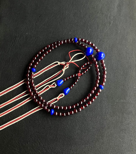 ガーネット尺寸布教用二輪念珠ラピスラズリ仕立