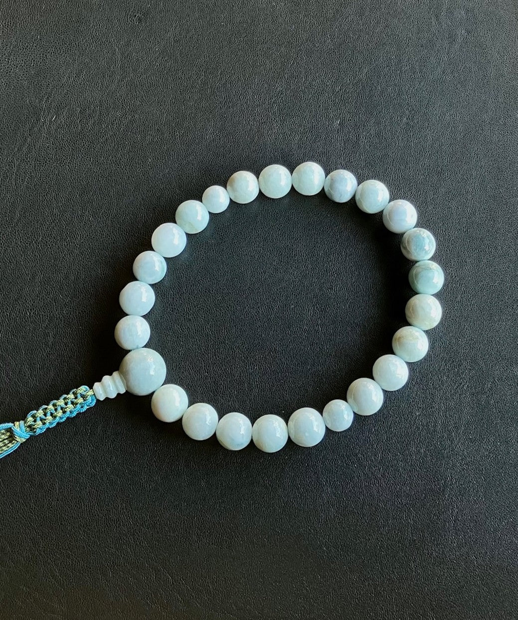 糸魚川翡翠（淡青）22玉単念珠共仕立