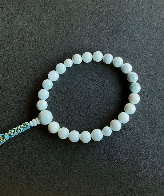 糸魚川翡翠（淡青）22玉単念珠共仕立