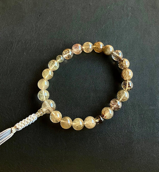 MIXルチルクオーツ・グラデーション20玉単念珠共仕立