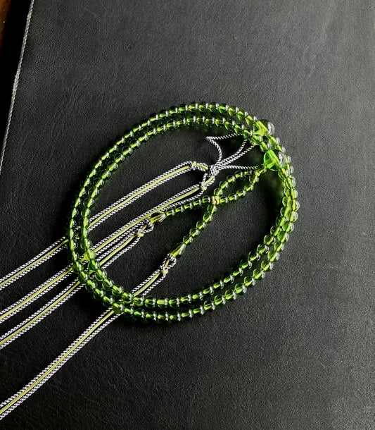 グリーンアンバー尺二寸布教用念珠共仕立