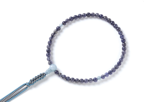 アイオライト６ミリ単念珠アクアマリン仕立