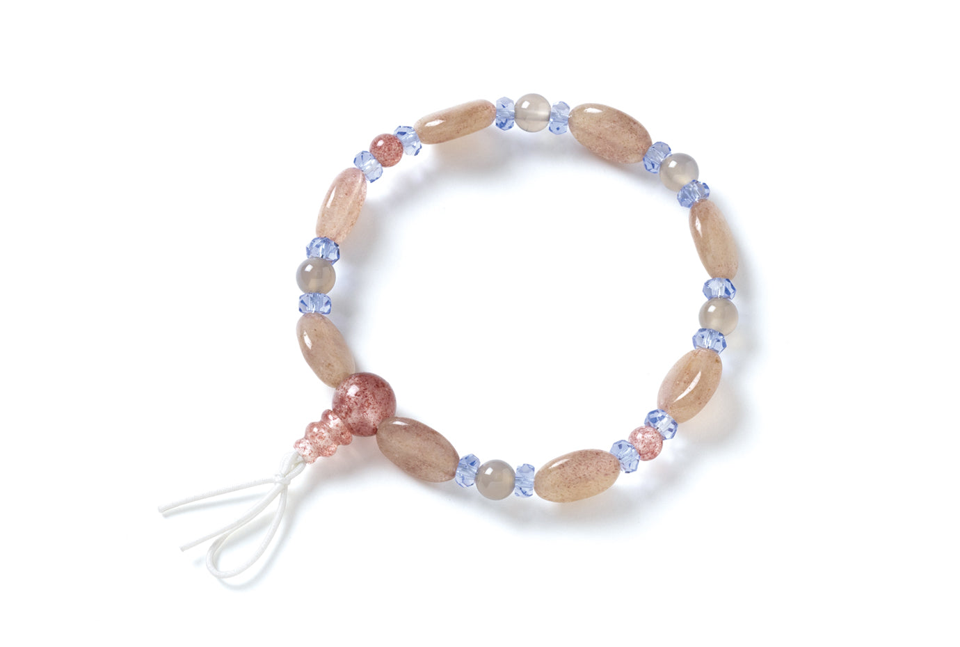 ストロベリークオーツ１４×１０ミリオーバル型／ナチュラルアゲート腕輪念珠共仕立